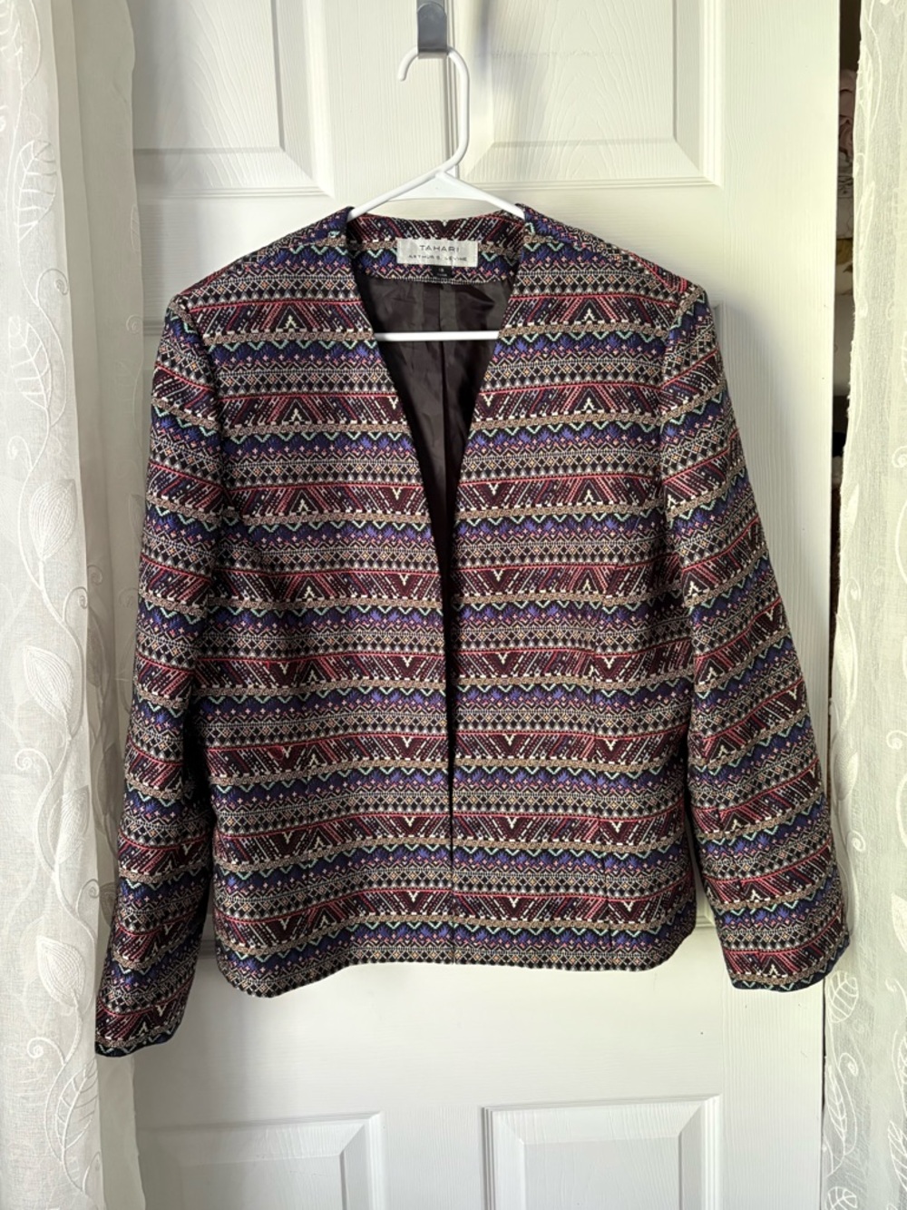 Tahari Arthur S. Levine ASL woven geometric pattern blazer jacket plus size 18
